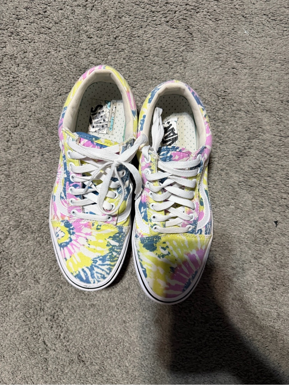 Vans Tie-Dye Canvas Low Tops - Pink Yellow Blue